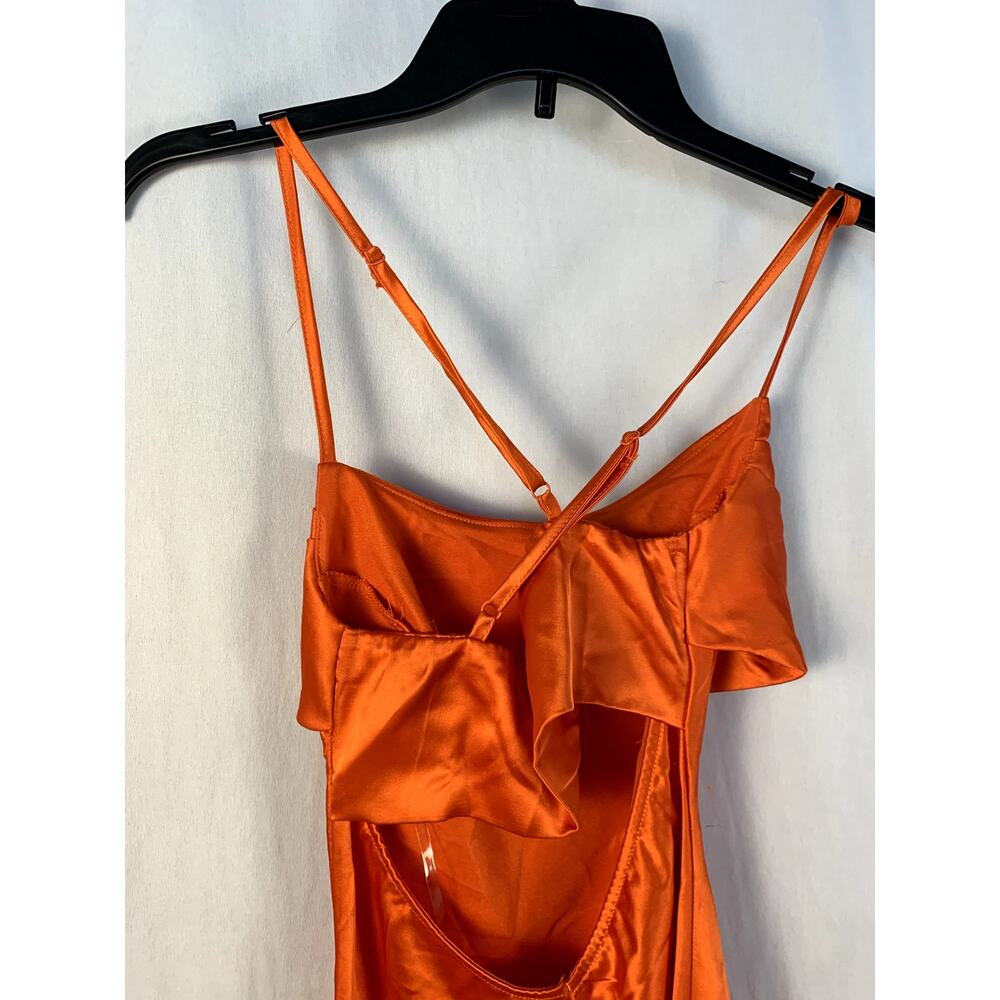 Katia Rae Juniors Satin Cowl Neck Mini Slip Dress Orange Size XS NWT - Picture 3 of 5